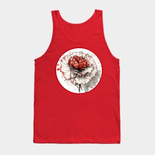 White and red carnation flowers watercolor art Tank Top